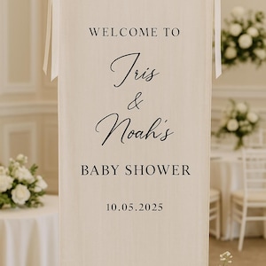 Personalisierte Baby Girlande aus Leinen: Willkommensschild