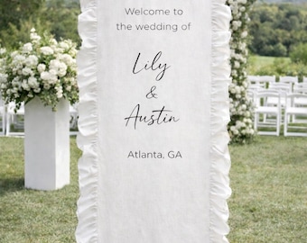 Custom Bridal Shower Welcome Sign, Wedding Decor, Linen Banner, Welcome Signs, Personalized Linen Signs, Fabric Signs, Wedding Welcome Signs