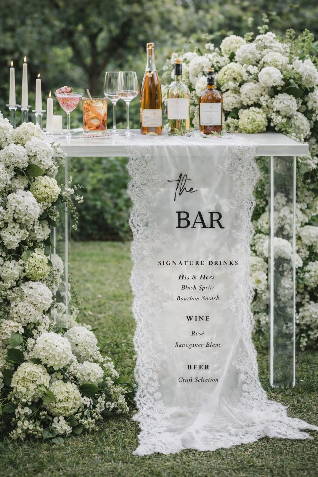 Custom Lace Wedding Bar Sign, Signature Drink Menu, Personalized Signs ...
