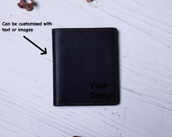 Custom Engraved Leather Wallet – Personalized Name or Logo Gift for Him, Coach, Husband or Friend