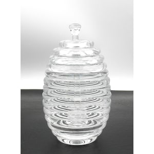 Clear Acrylic Beehive Honey Pot With Dipper Vintage from the 1980's CLEAN