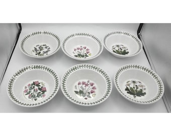 Portmeirion Botanic Garden Soup/Oatmeal Bowls Set of 6 Assorted Flowers PRTBOG