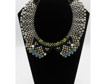 Bold Pam Hiran Anthropologie Multi-Color Statement Beaded Collar Choker Necklace