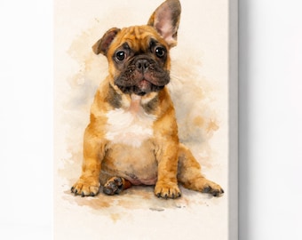 Retrato de mascota personalizado sobre lienzo/estilo de pintura de acuarela/regalo único/imagen de mascota/retrato de mascota a partir de una foto