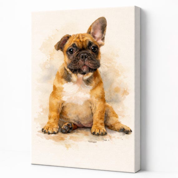 Personalisiertes Portrait Haustier auf Leinwand/Aquarell-Malstil/einzigartiges Geschenk//Haustierbild/ Bild Haustier/ Pet Portraits von Foto