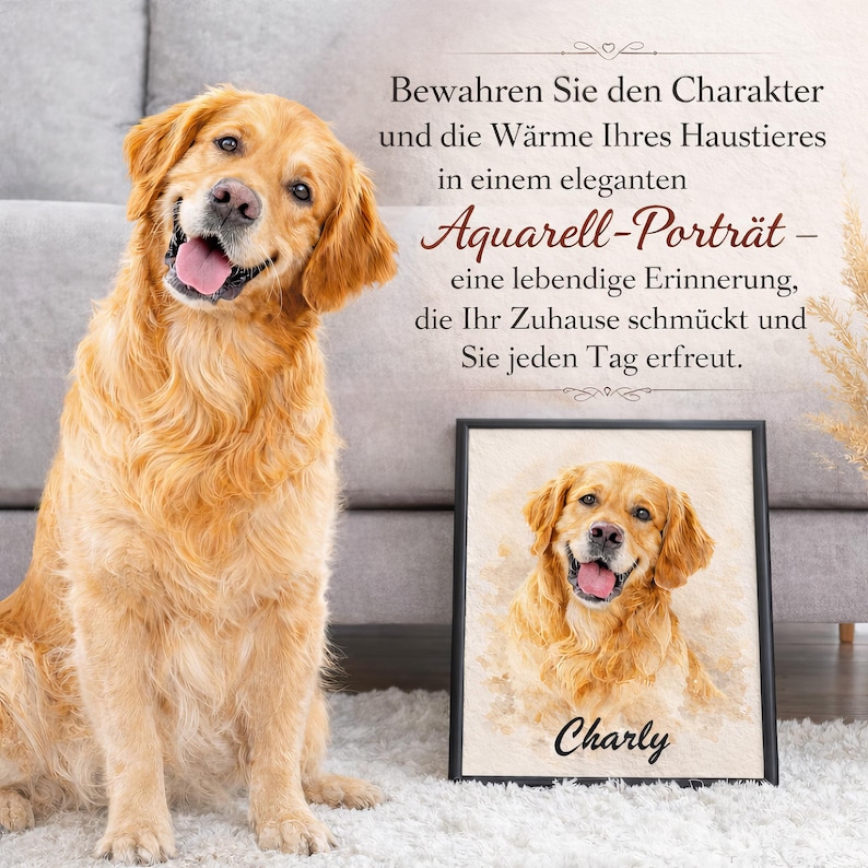 Personalized pet portrait on canvas/watercolor painting style/unique gift/pet picture/pet portrait from photo image 2