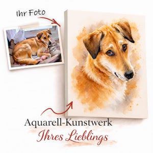 Personalized pet portrait on canvas/watercolor painting style/unique gift/pet picture/pet portrait from photo image 4