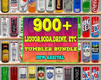 Liquor & Soda Tumbler Wrap Bundle: 900+ Designs, 20oz Skinny Tumbler (PNG Digital Download