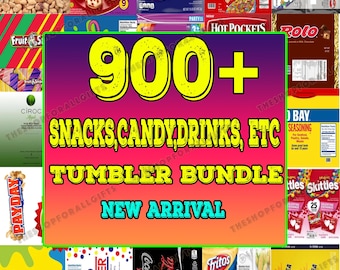 900+ Snacks & Drinks Tumbler Wrap Bundle: 20oz Skinny Tumbler PNG (Digital Download
