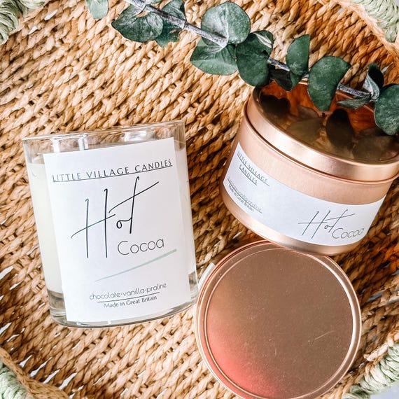 Hot Cocoa Scented Soy Wax Candle: Chocolate Hazelnut Caramel