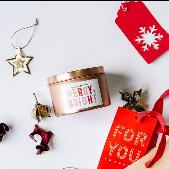 You Make Me Merry and Bright Christmas Candle