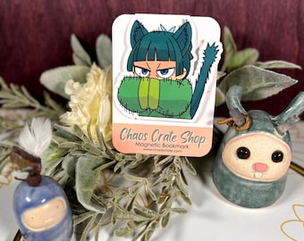 Scary Apothecary Cat |  Anime Inspired Magnetic Bookmark,  Laminated
