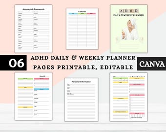 ADHD Daily and Weekly Planner | Focus and Productivity Tracker | Task Organizer, Schedule Planner & Habit Tracker for Time Management