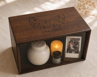 Personalized Pet Memorial Box, Custom Wooden Pet Urn & Keepsake Box with Name and Dates, Pet Loss Sympathy Gift