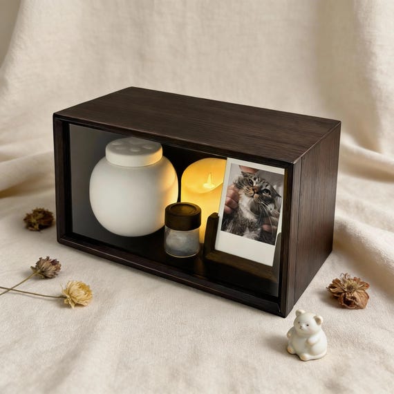 Walnut Wood Pet Memorial Keepsake Box, Pet Urn Box, Personalized Pet Memorial Box, Cat Urn, Dog Urn Set, Pet Loss Gift