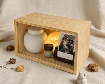 Pet Keepsake Box, Pet Urn for Cat, Cat Urn Ceramic, Dog Ashes Box, White Wood Box with Urn, Pet Memorial Gift, Dog Loss Gift
