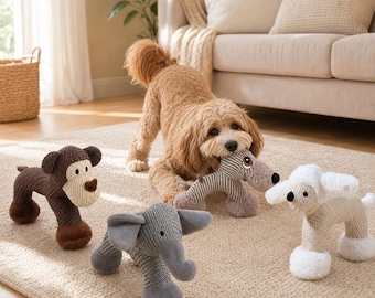 Squeaky Plush Dog Toy, Soft Textured Animal Puppy Toy for Small Medium Dogs, Cute Pet Birthday Gift, Interactive Play
