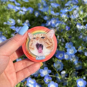 Personalized Spinning Pet Phone Grip: Custom Photo MagSafe Stand Rainbow Background