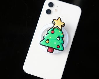 Spinning Christmas phone grip: Magnetic Sticker Adhesive Resin Phone Charm Stand