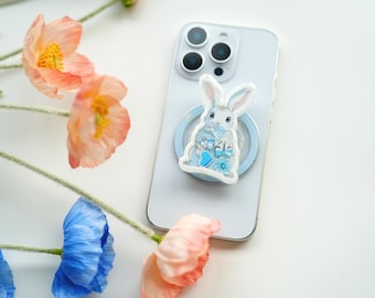 Cartoon Bunny Shaker Phone Grip: Magnetic Resin Phone Stand