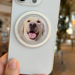 Personalized Pet Photo MagSafe Phone Grip, Custom Resin Phone Stand Head