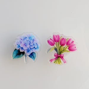 Tulip & Hydrangea Phone Grip: Resin Flower Charm Stand