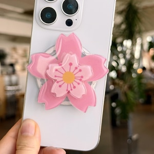 Spinning Sakura Phone Grip: Adorable Resin Phone Stand