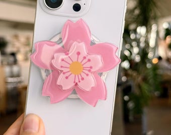 Spinning Sakura Phone Grip: Adorable Resin Phone Stand
