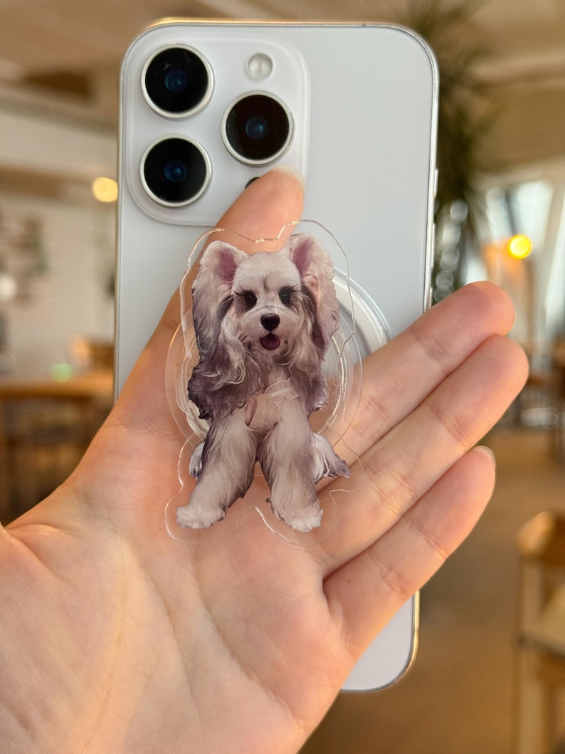 Personalized Pet Photo MagSafe Phone Grip, Custom Resin Phone Stand Body