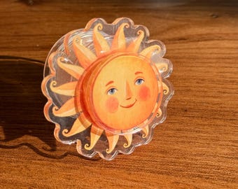 Spinning Sunflower Phone Grip: Resin Phone Charm Stand