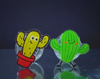 Resin Cactus Phone Grip: Cartoon Desk Accessory, MagSafe & Adhesive