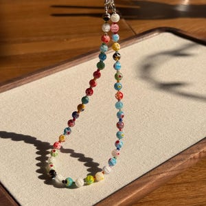 Handmade Stained Glass Flower Beaded Phone Charm: Vintage Mosaic Style Strap image 4