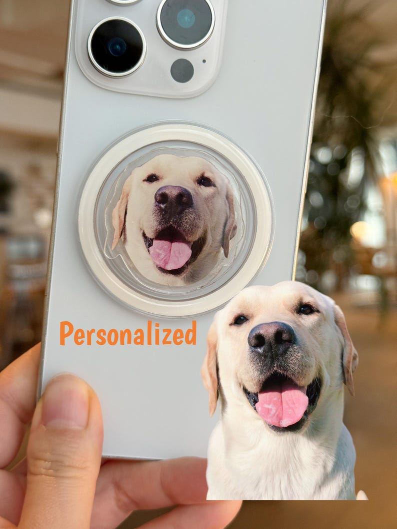 Personalized Pet Photo MagSafe Phone Grip, Custom Resin Phone Stand bild 1
