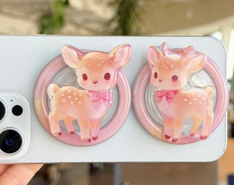 Cartoon Deer Phone Grip: MagSafe Sticker Adhesive, Resin Phone Stand