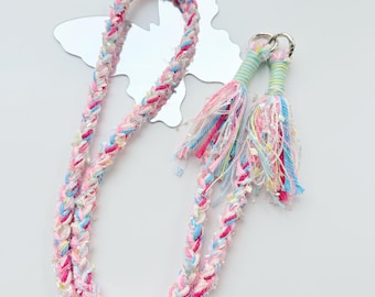 Handwoven Crossbody Phone Strap, Pastel Braided Phone Lanyard with Tassel Charm