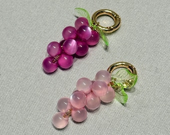 Luminous Grape Beaded Keychain, Purple Lavender Fruit Charm, Bag Phone Accessory