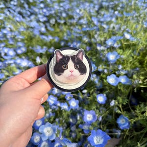 Personalized Spinning Pet Phone Grip: Custom Photo MagSafe Stand Black Background