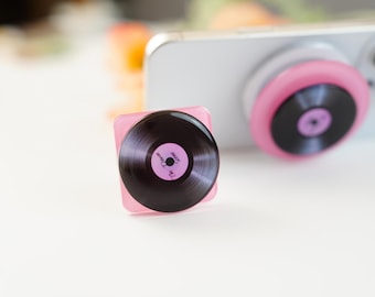 Spinning Record Phone Grip: Resin Phone Stand