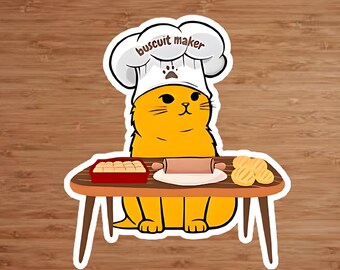 Pegatina de vinilo divertida de gato para hacer galletas