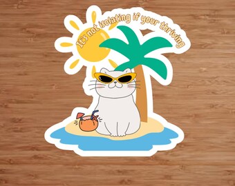 Pegatina divertida de alta calidad de gato de vacaciones