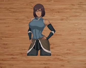 Pegatina de Korra de alta calidad (no apta para el trabajo) con curvas y dobladora de agua