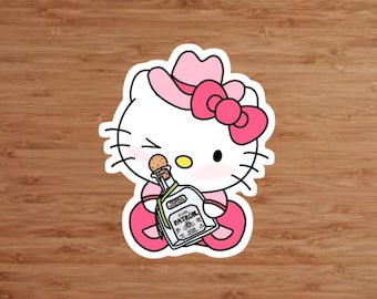 Pegatina de vinilo de Hello Kitty de vaquera