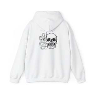 Snake Skull Hoodie Sweatshirt, Gothic Skeleton Pullover Jumper, Dark Grunge Emo Clothing Gift, Alternative Apparel,