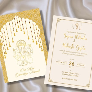 Modèle de faire-part de mariage indien, modèle de carte modifiable d'invitation de mariage, invitation électronique de mariage hindou, téléchargement immédiat