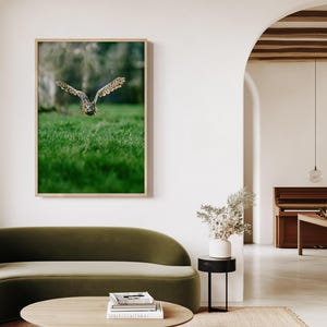 Owl in Flight Print, Wildlife Bird Photography, Forest Wall Art, Raptor Nature Decor, Fine Art Animal Photo, Silent Flight Poster