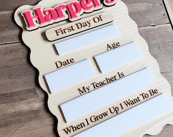 Personalized First and Last Day of School Board, Veneered Wood Milestone Photo Prop