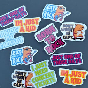 Sticker - rock lovers music capybara  - Autocollants sarcastiques, citations, en vinyle imperméable pour gourde, ordinateur etc