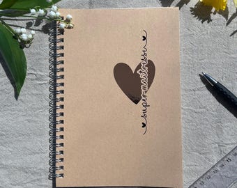 Teacher Gift Notebook – "Super Teacher" End-of-Year Gift – School Gift Idea – Shiny Copper Heart – A5 Spiral Notebook