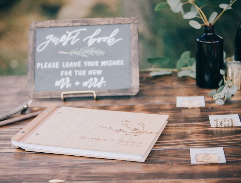 Tropical Wedding Guest Book, Wood Wedding Book, Beach Wedding Guest Book, Small Outdoor Wedding, Palm Trees image 7