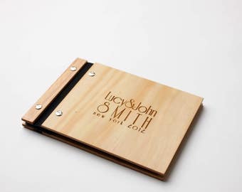 Wedding Guest Book, Wooden Anniversary, Wood Wedding Guest Book, Art Deco Wedding, Small Wedding